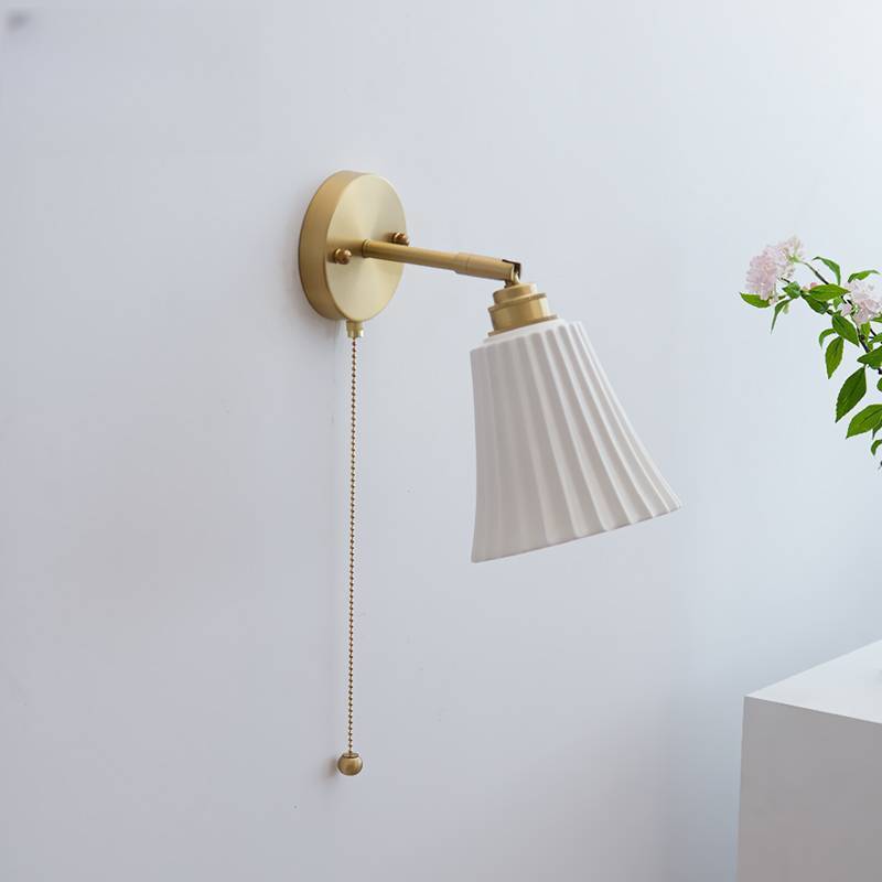 Modern Minimal Brass Ceramic Wall Sconce — 220V-240V For UK/AU