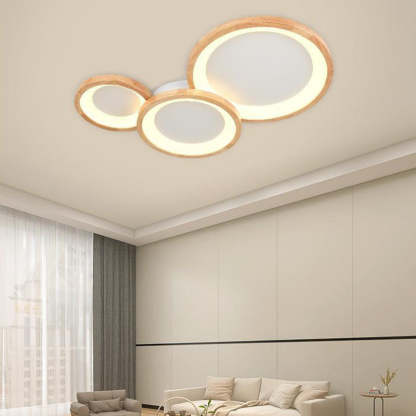 Nordic Wood Frame Acrylic Round LED Flush Mount Light
