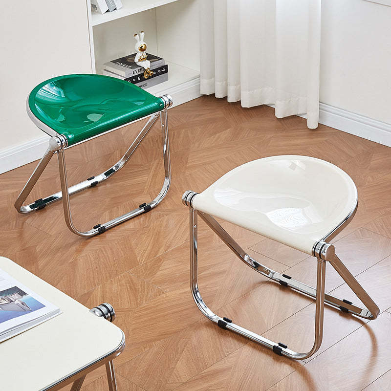 Contemporary Oval Plastic Iron Chair — Pink