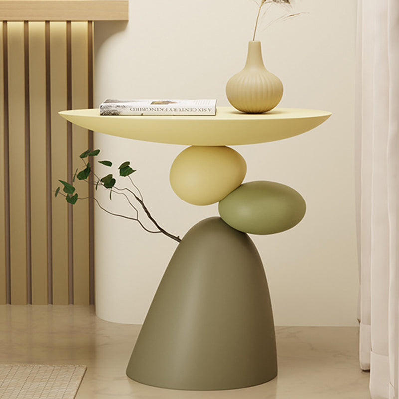 Contemporary Elliptical Branch Resin End Table — White