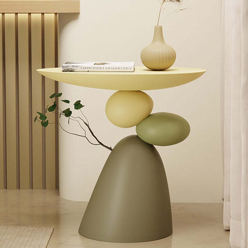 Contemporary Elliptical Branch Resin End Table — White