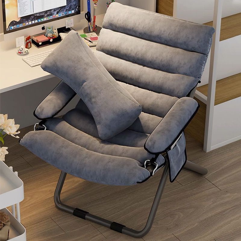 Minimalist Cotton Stainless Steel Accent Chair — White