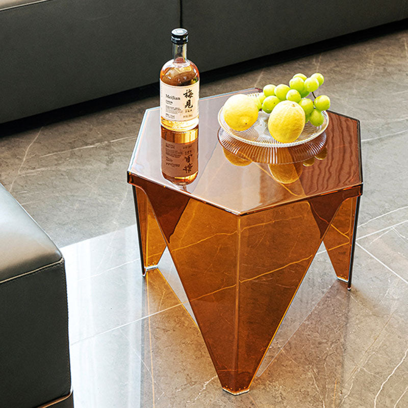 Minimalist Hexagonal Acrylic Three-Leg Coffee Table