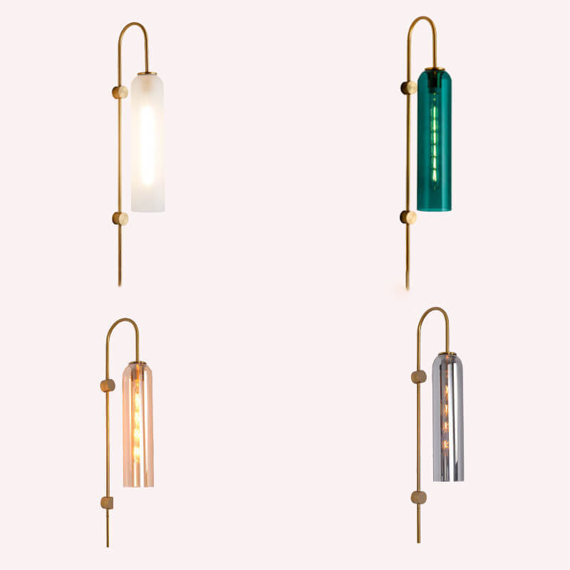 Nordic Luxury Glass Column Bent Arm Sconce
