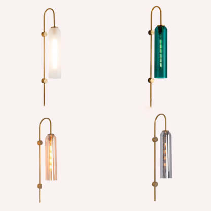Nordic Luxury Glass Column Bent Arm Sconce
