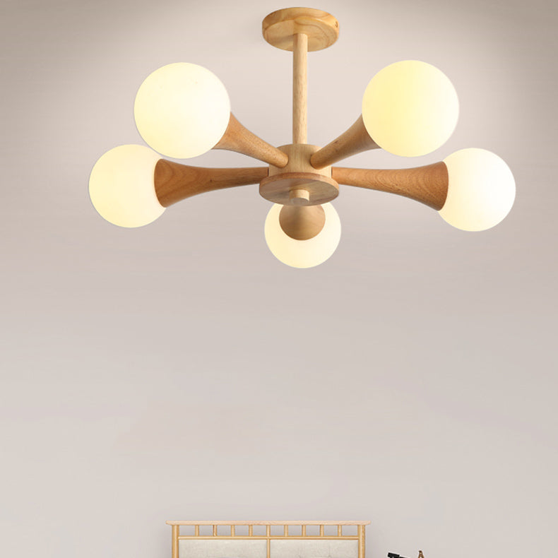 Japanese Log Fork Semi-Flush Ceiling Light