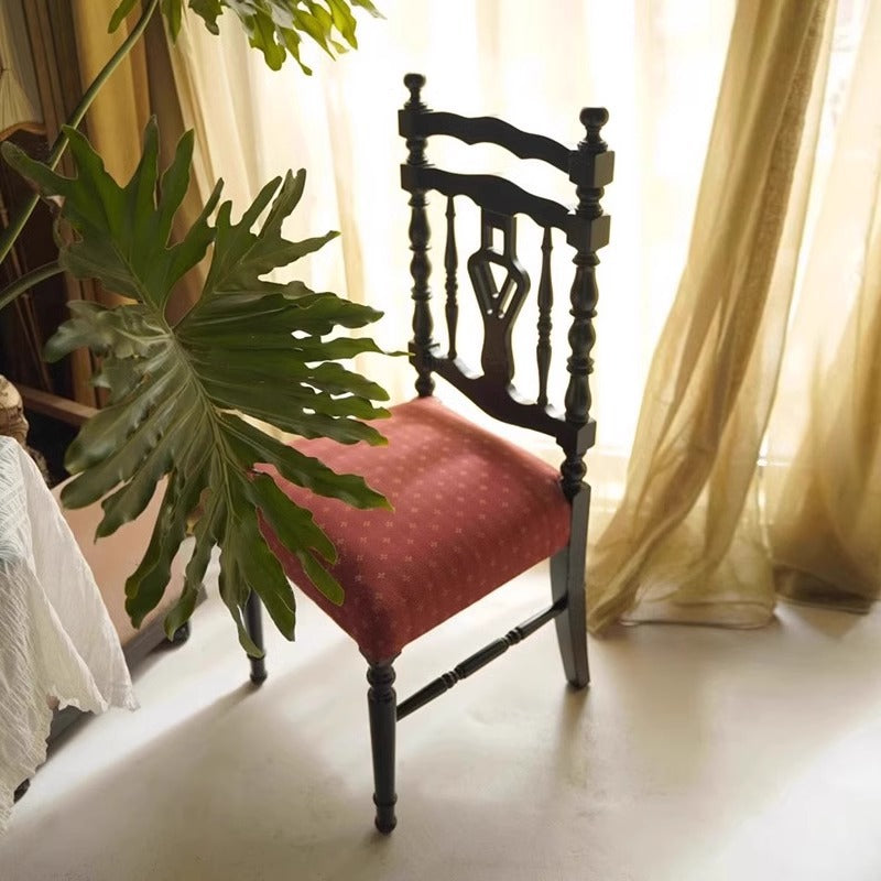 French Wood Fabric Dining Chair