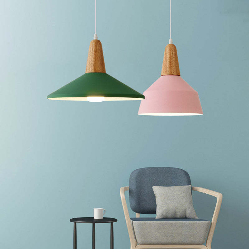 Nordic Macaron Aluminum Wood Pendant Light