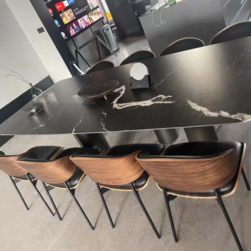 Modern Loop-Back Microfiber Leather Dining Chair