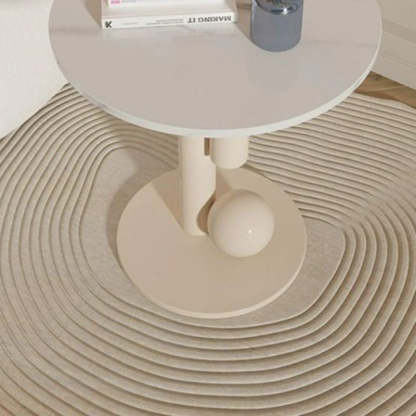 Contemporary Cylinder Orb Rock Slab Steel Coffee Table