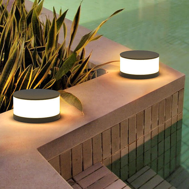 Solar Outdoor Round Column LED Post Landscape Light