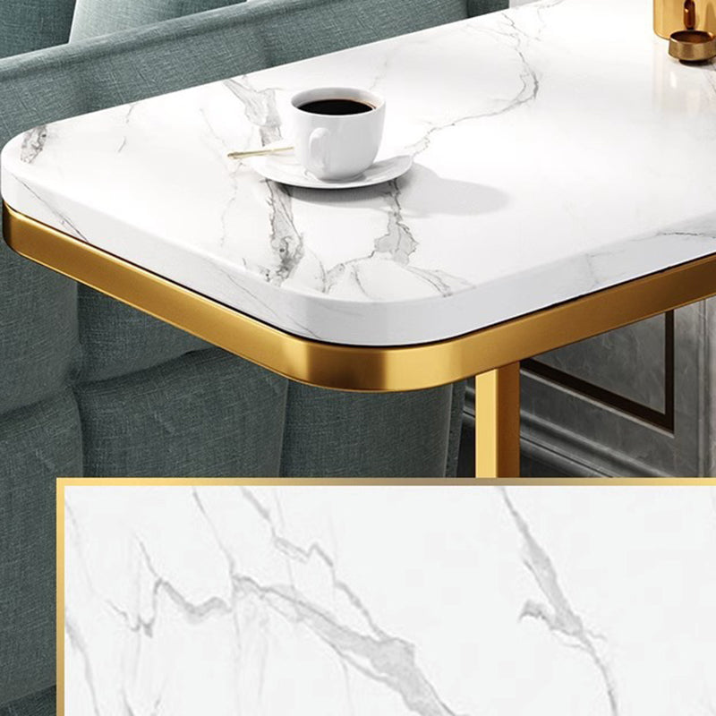 Luxury Rectangular Faux Metal 2-Tier Side Table — 2 / White Tabletop + Black Frame