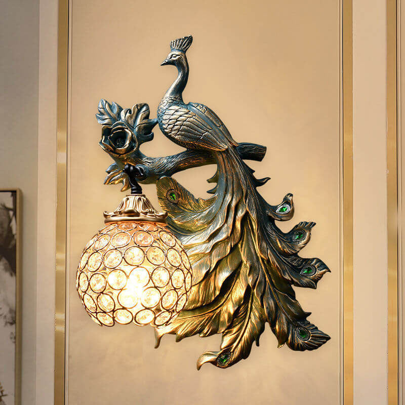 European Vintage Peacock Resin Sconce