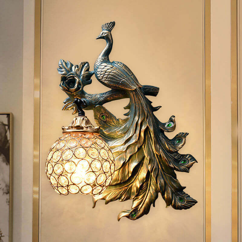 European Vintage Peacock Resin Sconce