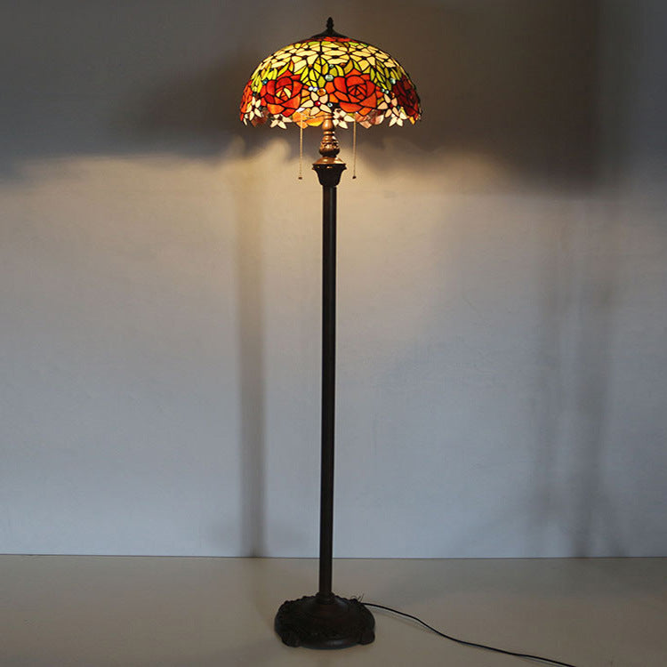 Tiffany Stained Glass Rose Dome Floor Lamp — 110V-120V For US/CA