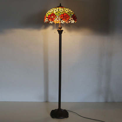 Tiffany Stained Glass Rose Dome Floor Lamp — 110V-120V For US/CA