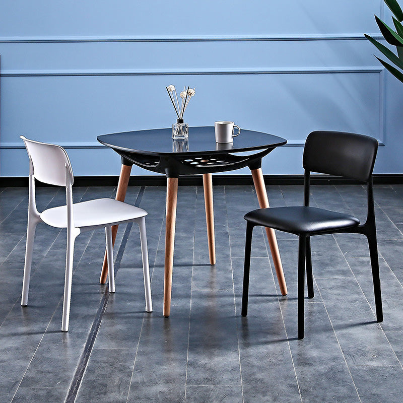 Rounded-Corner Glass Wood Dining Table