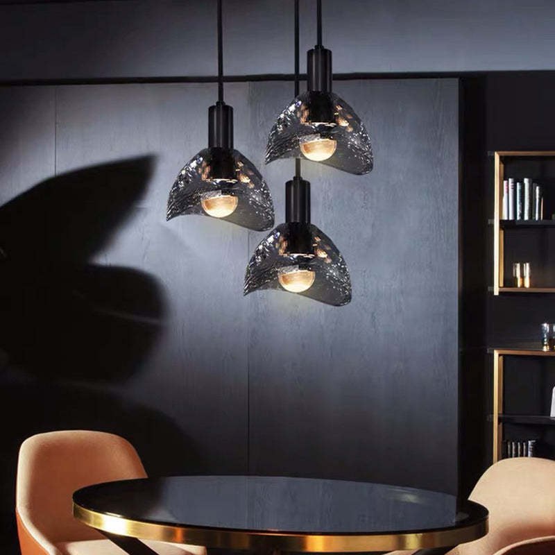 Contemporary Curve Crystal Brass Pendant Light
