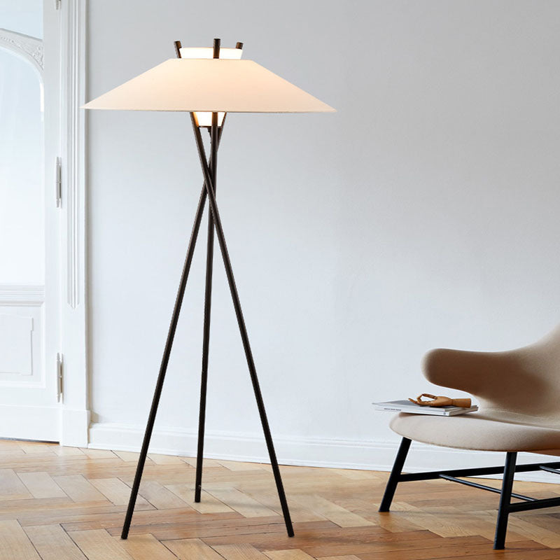 Semi-Tapered Fabric Iron Tripod Floor Lamp