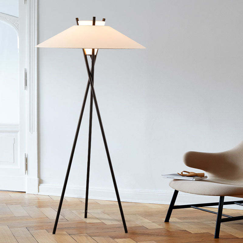 Semi-Tapered Fabric Iron Tripod Floor Lamp