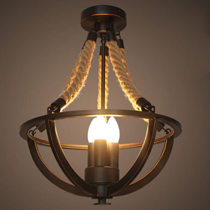 Vintage Industrial Iron Twine Island Chandelier
