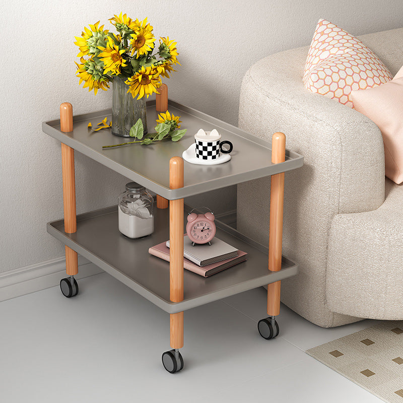Minimalist Wood Metal Square Coffee Table 2-Shelf