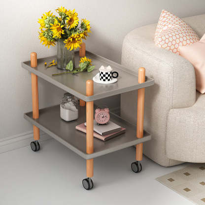 Minimalist Wood Metal Square Coffee Table 2-Shelf