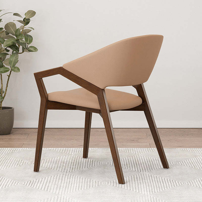 Contemporary Leather Wood Dining Chair