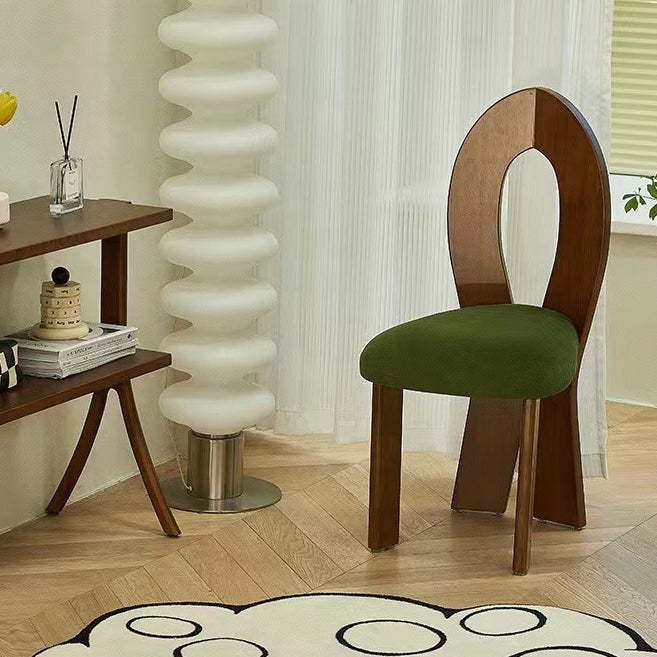 French Velvet Wood Mermaid Dining Chair — Black