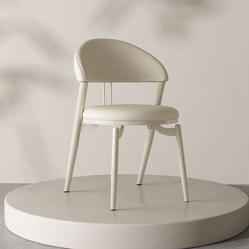 Nordic Leather Upholstered Steel Open Back Dining Chair