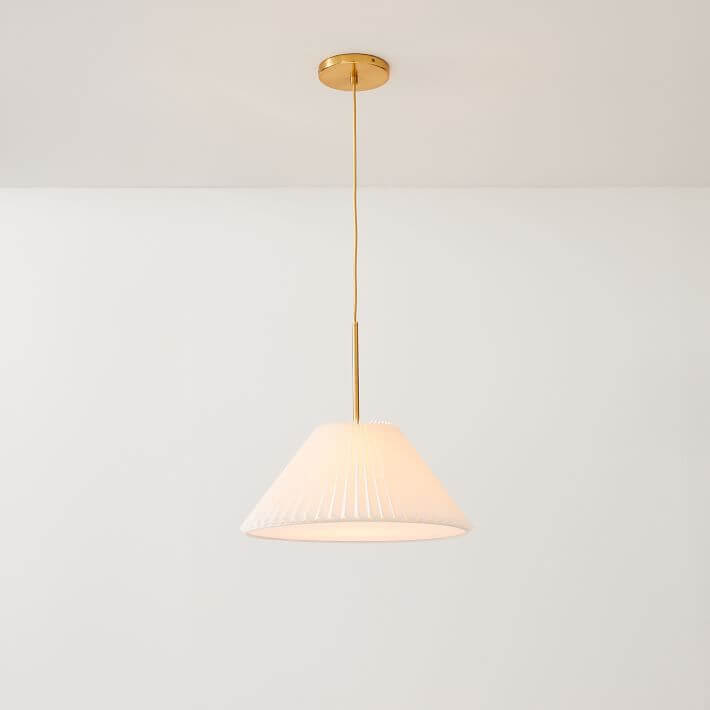 Nordic Minimalist Pleated Fabric Drum Cone Pendant Light