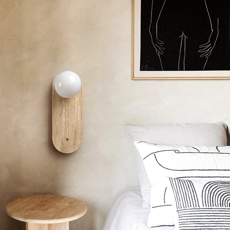 Japanese Oval Yellow Travertine Sconce