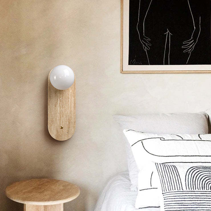 Japanese Oval Yellow Travertine Sconce