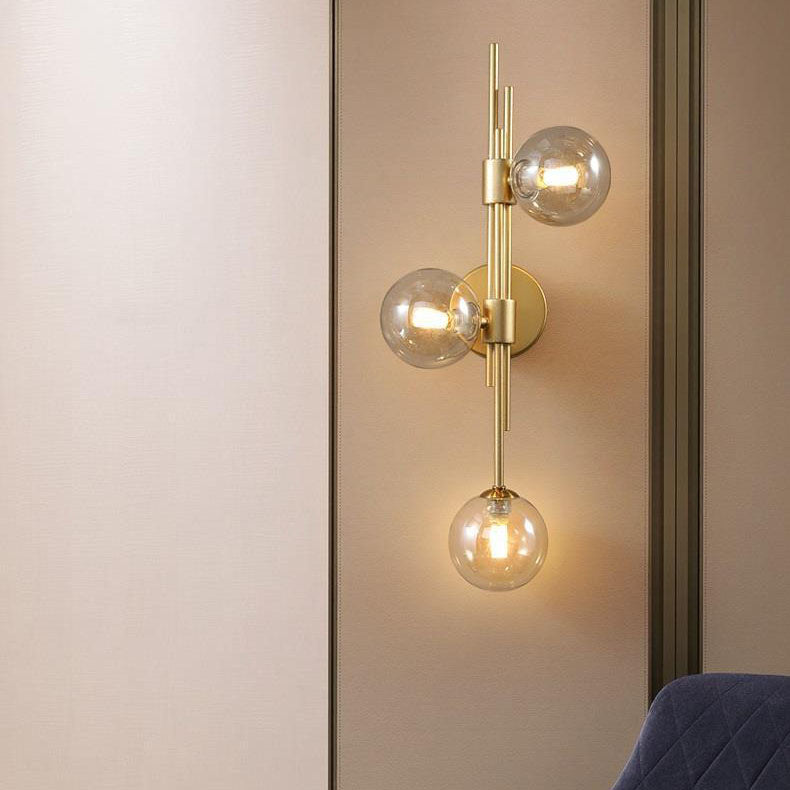 Lighom minimalist orb glass wall sconces — Left / Wine Red & Transparent / 220V-240V (UK/AU
