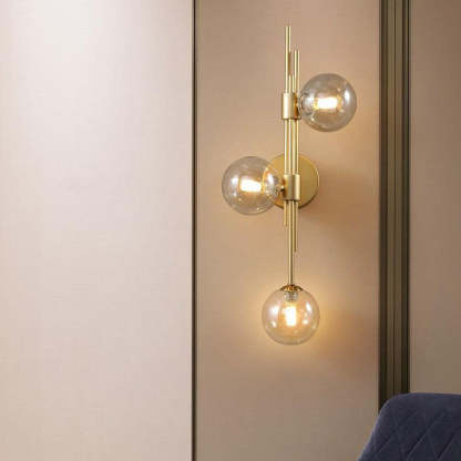 Lighom minimalist orb glass wall sconces — Left / Wine Red & Transparent / 220V-240V (UK/AU