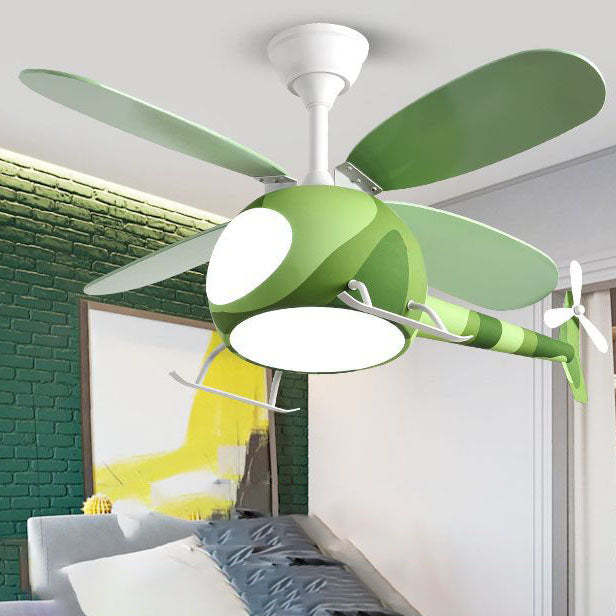 Contemporary Iron Cartoon Planes LED Fan Light