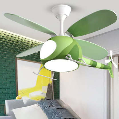 Contemporary Iron Cartoon Planes LED Fan Light