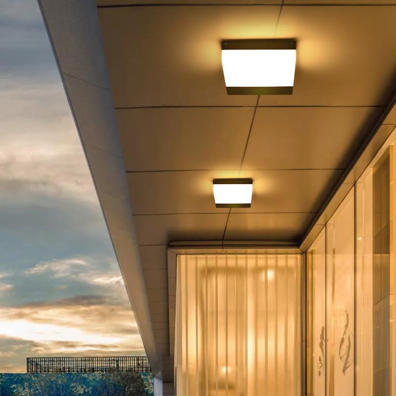 Die-Cast Aluminum Square Outdoor LED Flush Ceiling Light