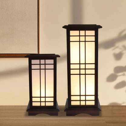 Chinese Rectangular Parchment Wood Floor Lamp