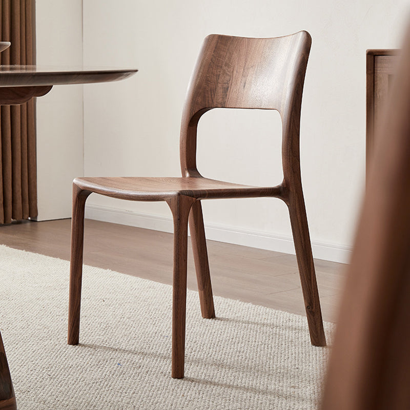 Retro Walnut Square Dining Chair