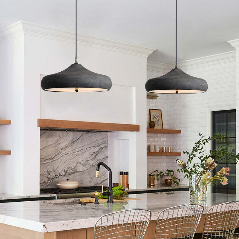 Retro Iron Round Dome 2-Light Pendant — White / 110V-120V For US/CA