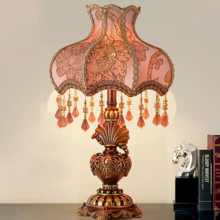 Modern peach palace table lamps in fabric resin