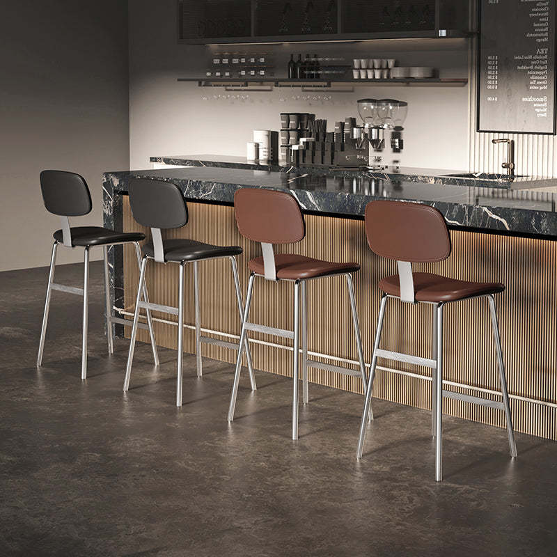 Industrial Curved PU Leather Iron Bar Stool
