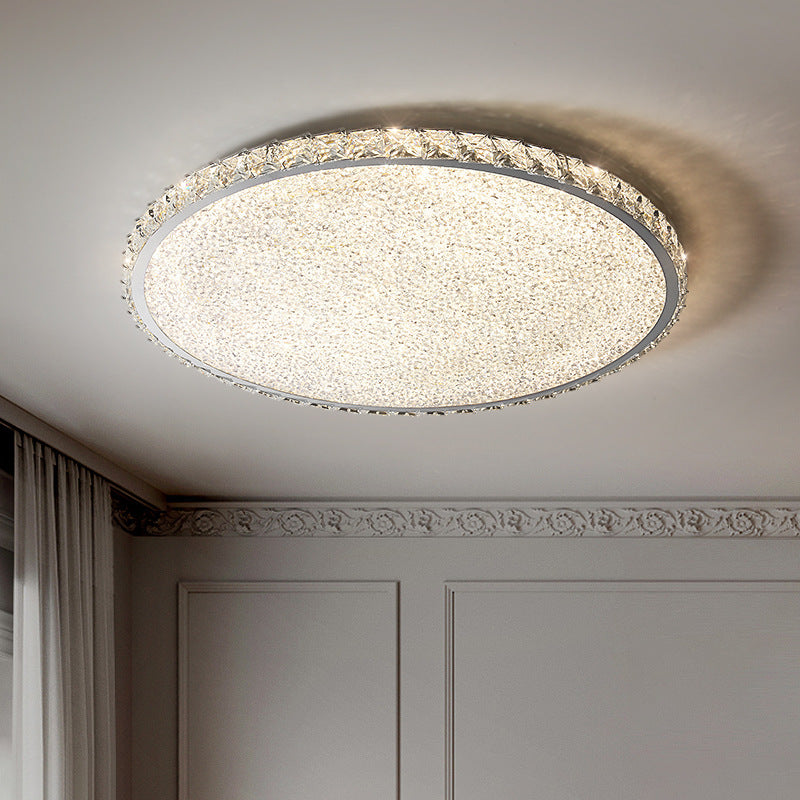 Modern Stainless Steel Crystal Rectangular LED Flush Light