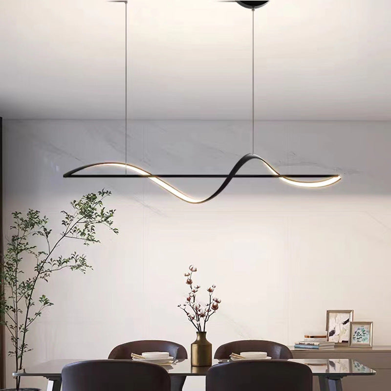 Minimalist Linear Aluminum Silicone LED Island Chandelier