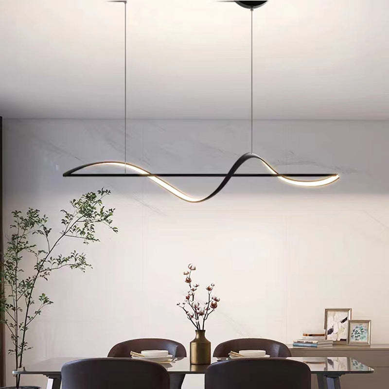 Minimalist Linear Aluminum Silicone LED Island Chandelier