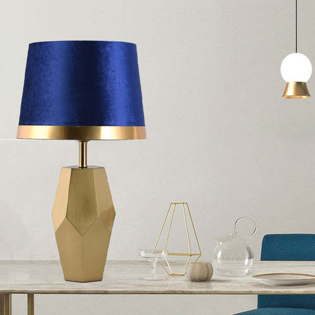 Luxury Art Fabric Metal Geometric Lamp — Remote Switch / 110V-120V For US/CA / Green