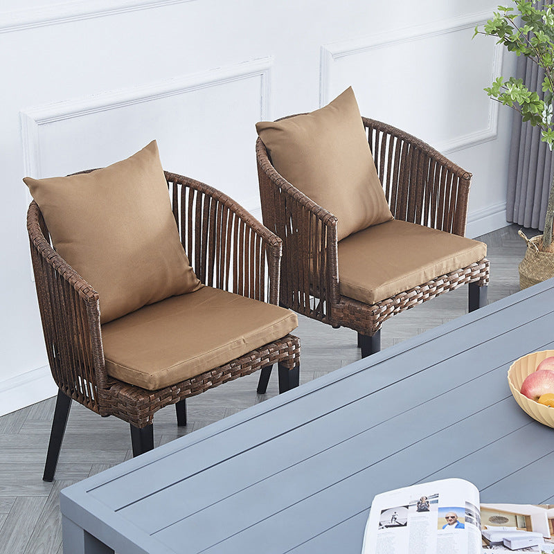 Lighom rustic natural dining chairs & benches in metal rattan wood