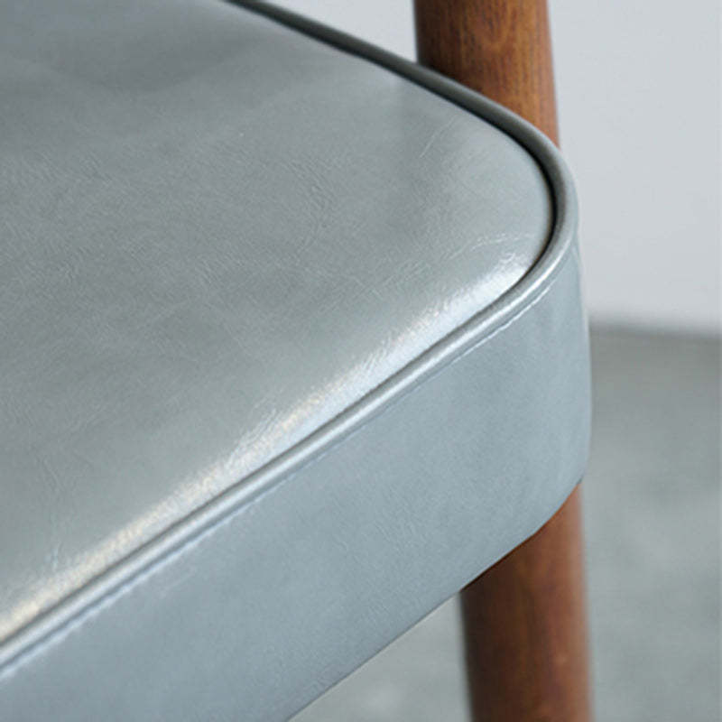 Nordic Leather Oak Dining Chair — Walnut Color / Brown