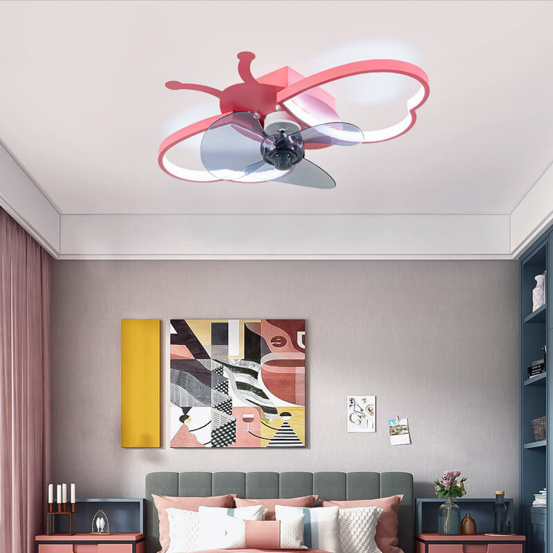 Nordic Silicone Butterfly LED Flush Mount Ceiling Fan Light